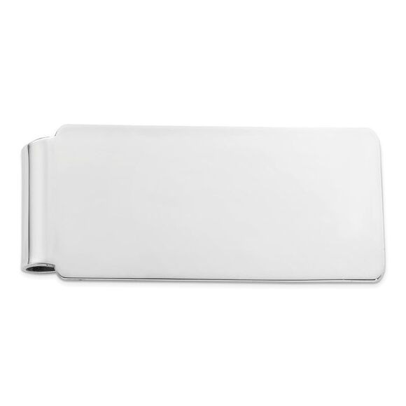 Rhodium Plated Sterling Silver Polished Fold Over Money Clip 25 x 58mm - Picture 1 of 3